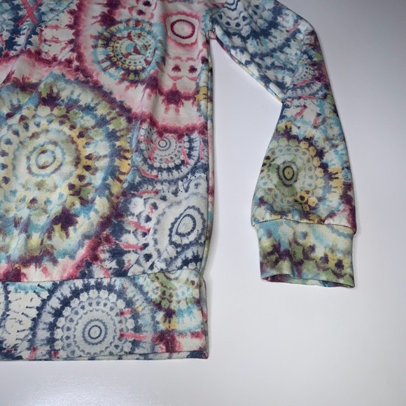 Valentine Women Circle Pattern Tie Dye Long Sleeve Pink Blue Purple Size Small - Picture 3 of 6